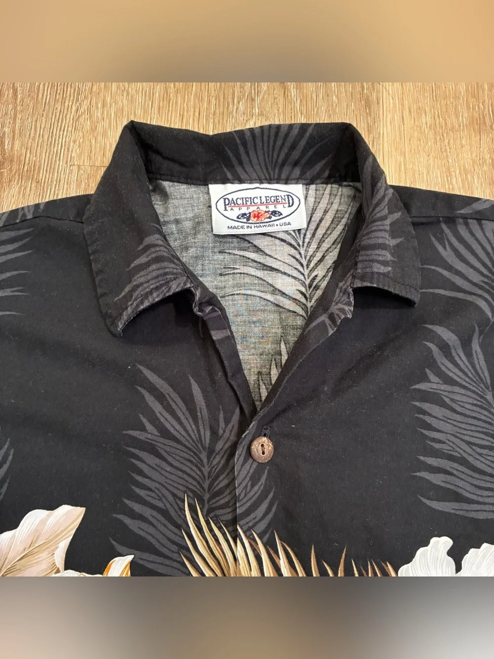 Pacific Legend Kids Hawaiian Aloha Shirt Black Floral Hibiscus 100% Cotton USA S